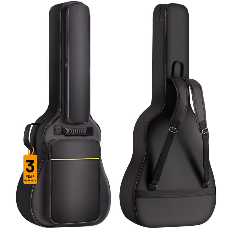 CAHAYA Acoustic Guitar Case Gig Bag Soft Padded 41 In Waterresistent Guitar Backpack with Back Handle Loop and Large Top Pocket 03 In Thick Black CY0177