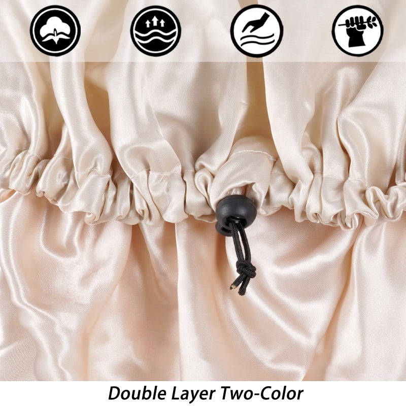 Edoneery Satin Silk Bonnet For Curly Hair Bonnet Braid Bonnet For Sleeping Bonnets For Women Large Double-layer Adjustable - Image 2