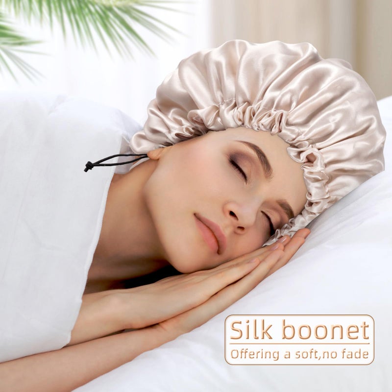 Edoneery Satin Silk Bonnet For Curly Hair Bonnet Braid Bonnet For Sleeping Bonnets For Women Large Double-layer Adjustable - Image 3