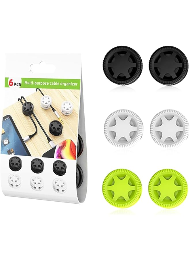 Green Tiger Cable Holder Clips, 6Pcs Fluorescence Self Adhesive Cord Holder, Silicone Cable Management Cord Organizer Wire Keeper for Home, Office, Desk, Car, Wall, Desktop and Nightstand - Image 1