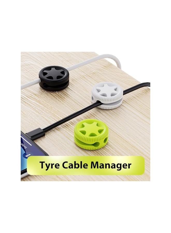 Green Tiger Cable Holder Clips, 6Pcs Fluorescence Self Adhesive Cord Holder, Silicone Cable Management Cord Organizer Wire Keeper for Home, Office, Desk, Car, Wall, Desktop and Nightstand - Image 3