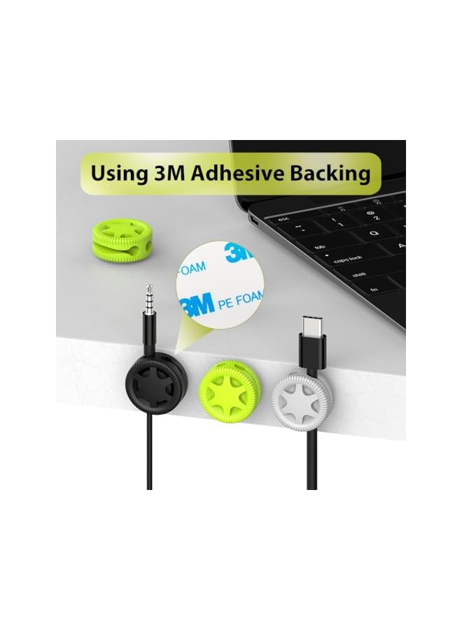 Green Tiger Cable Holder Clips, 6Pcs Fluorescence Self Adhesive Cord Holder, Silicone Cable Management Cord Organizer Wire Keeper for Home, Office, Desk, Car, Wall, Desktop and Nightstand - Image 4