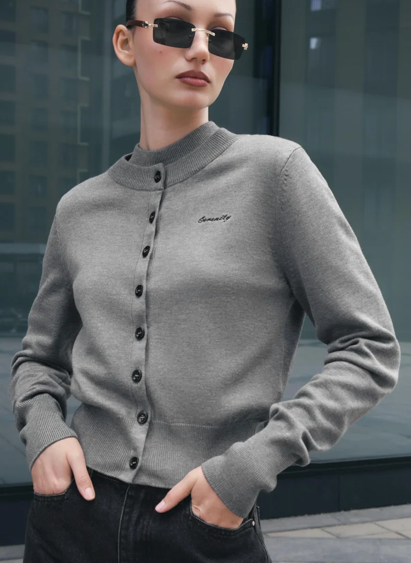 Lichi Knitted cardigan with chest embroidery