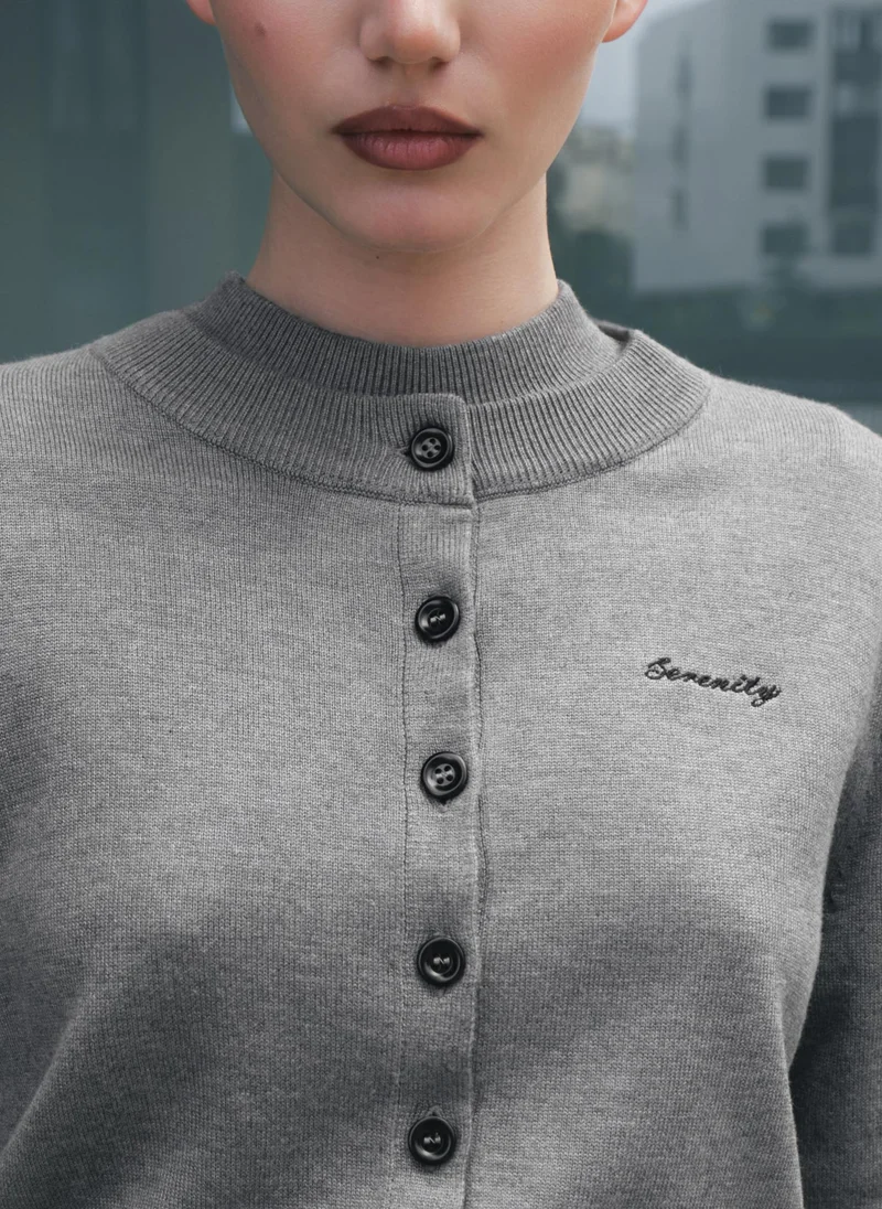 Lichi Knitted cardigan with chest embroidery