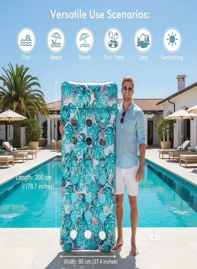 Auspicious Rain 2 Pack Inflatable Pool Float Mat, Lounger, Multi-Purpose Swimming Toys for Pool Party, Summertime Beach, Outdoor，Giant Pool Floats Adult Size with Headrest, (Colorful 2 Pack) - Image 3