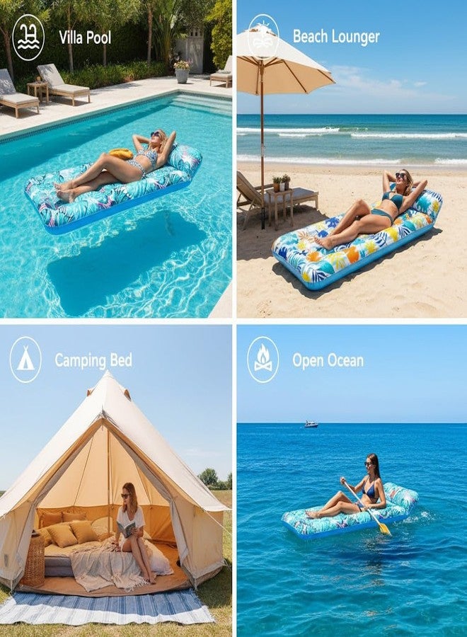 Auspicious Rain 2 Pack Inflatable Pool Float Mat, Lounger, Multi-Purpose Swimming Toys for Pool Party, Summertime Beach, Outdoor，Giant Pool Floats Adult Size with Headrest, (Colorful 2 Pack) - Image 5