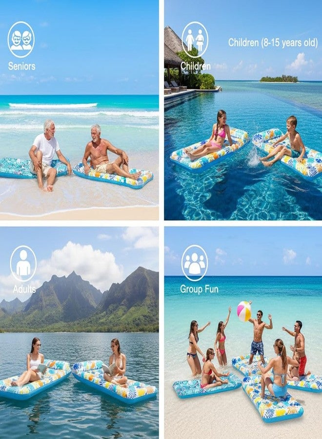 Auspicious Rain 2 Pack Inflatable Pool Float Mat, Lounger, Multi-Purpose Swimming Toys for Pool Party, Summertime Beach, Outdoor，Giant Pool Floats Adult Size with Headrest, (Colorful 2 Pack) - Image 4