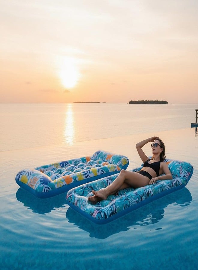 Auspicious Rain 2 Pack Inflatable Pool Float Mat, Lounger, Multi-Purpose Swimming Toys for Pool Party, Summertime Beach, Outdoor，Giant Pool Floats Adult Size with Headrest, (Colorful 2 Pack) - Image 1
