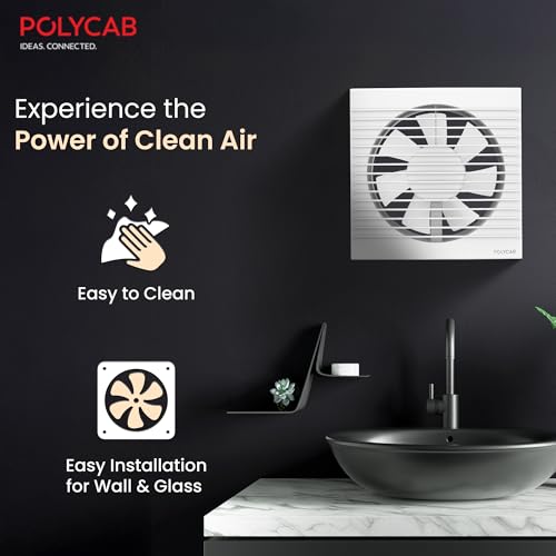 Polycab Freshner Axial 150mm Air Exhaust fan/Ventilation fan for Kitchen, Bathroom| High Speed,Noiseless| Sleek Design Easy to Clean, Powerful Motor, 100% Copper Winding|2 Year Warranty【White】 - Image 4