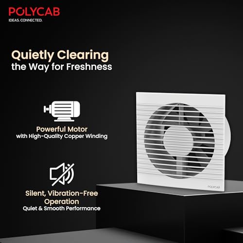 Polycab Freshner Axial 150mm Air Exhaust fan/Ventilation fan for Kitchen, Bathroom| High Speed,Noiseless| Sleek Design Easy to Clean, Powerful Motor, 100% Copper Winding|2 Year Warranty【White】 - Image 5