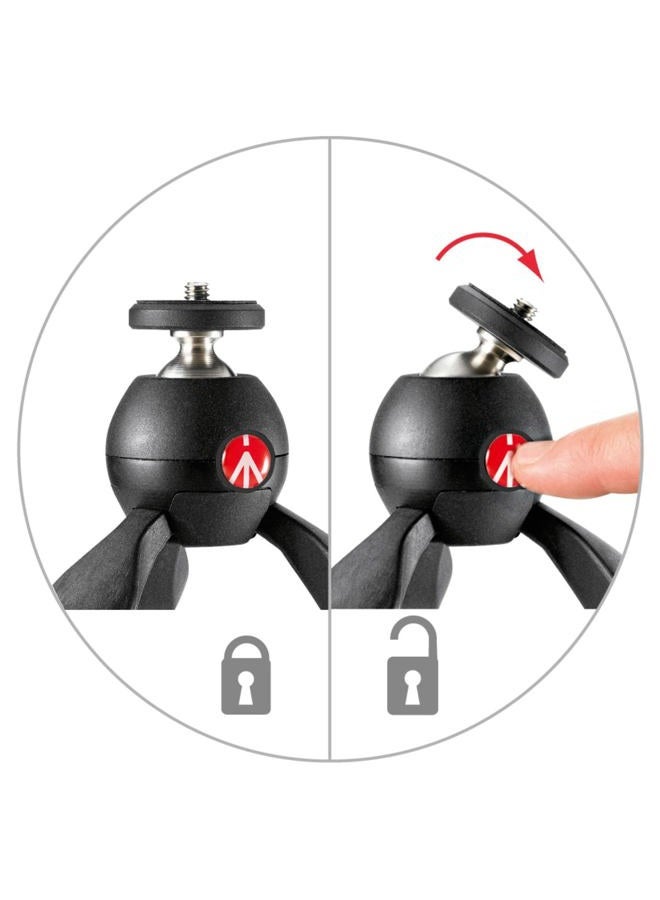 Manfrotto Mtpixi-B، حامل ثلاثي مصغر مع مقبض للكاميرات ذات النظام المدمج، DSLR، بدون مرآة، فيديو، حجم مدمج، تكنولوجيا البوليمر والألمنيوم، أسود - Image 5