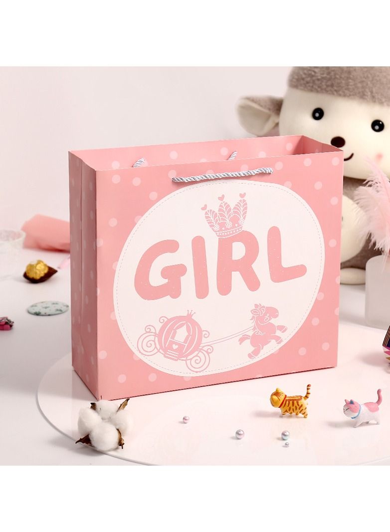 Cartoon boy and girl gift bag Cute baby's birthday gift bag Paper bag birthday gift 2 packs 1pink 1 blue - Image 3