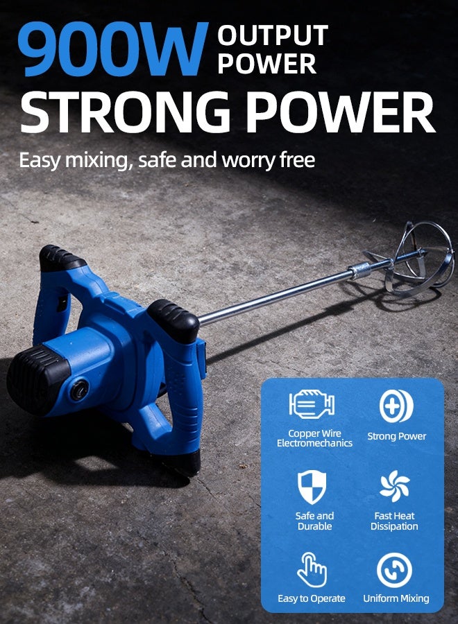 ALongDeng Cement Mixer 900W Electric Mud Mixer Portable Drill Mixer for Concrete Cement Paint Grout and Plaster Adjustable Paddle Mixer with Two-Hand Grip - Image 2