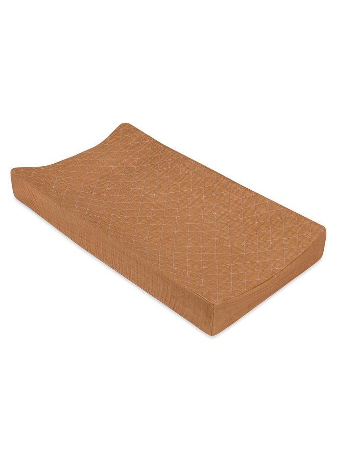 Babyletto 100% Quilted Organic Cotton Changing Pad Cover, GOTS-Certified, Fitted 360°, Ultra-Soft and Breathable Muslin - Burnt Sienna - Image 3