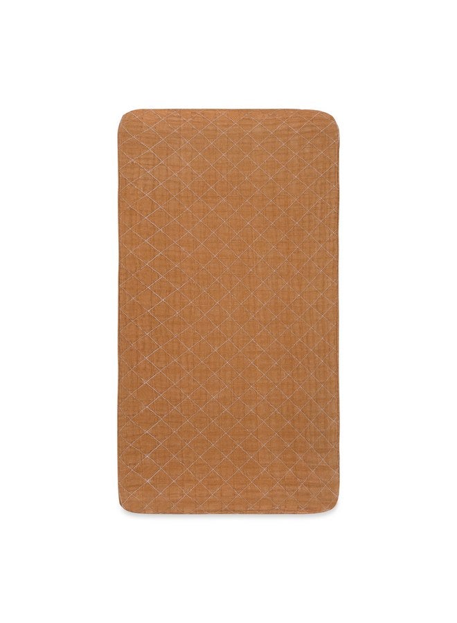 Babyletto 100% Quilted Organic Cotton Changing Pad Cover, GOTS-Certified, Fitted 360°, Ultra-Soft and Breathable Muslin - Burnt Sienna - Image 4