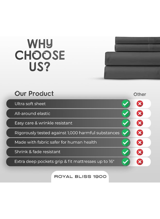 Royal MILLAANN Top Split Flex Head Cal King Sheet Set - Egyptian Quality Ultra-Soft Bed Sheets - Double Brushed - Deep Pockets, Easy Fit - 5 Piece Set- Fade Resistant  - Image 5