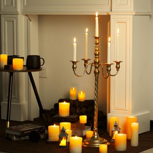 Inweder Gold 5 Arm Floor Candelabra - 28" Metal Spiral Candle Holder, Antique Candle Opera Centerpiece Stand for Events, Ceremony Aisle Reception - Image 3