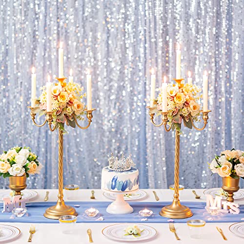 Inweder Gold 5 Arm Floor Candelabra - 28" Metal Spiral Candle Holder, Antique Candle Opera Centerpiece Stand for Events, Ceremony Aisle Reception - Image 5