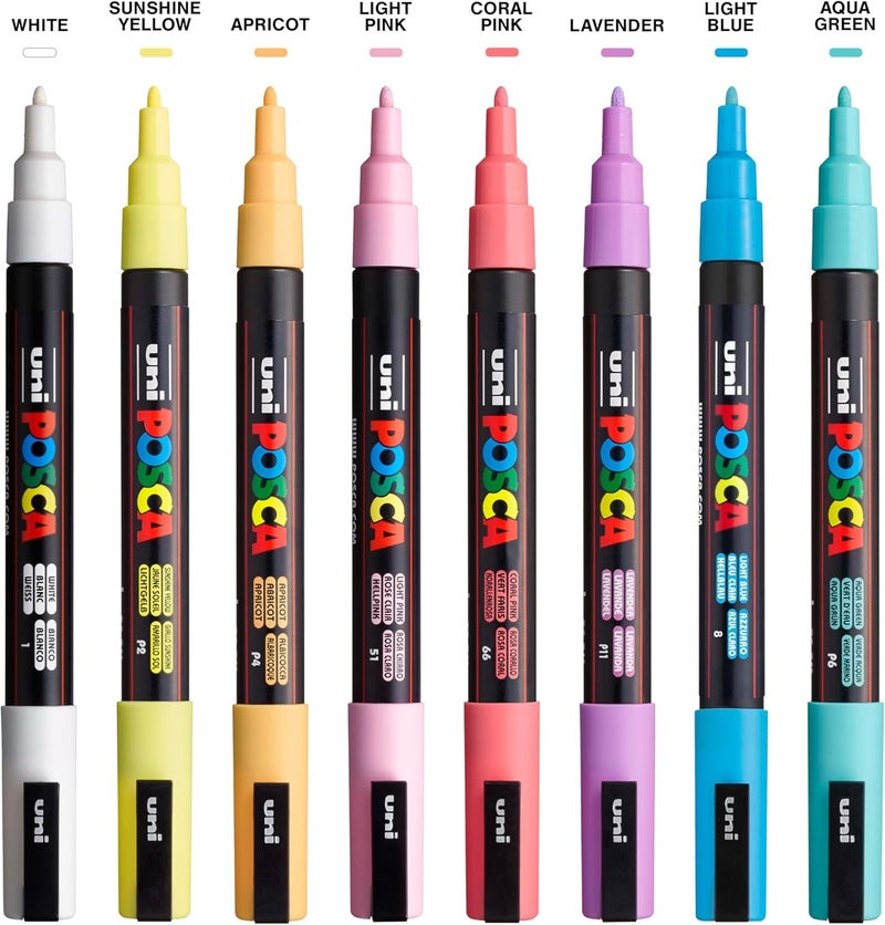 POSCA PC-3M Fine Set of 8 Soft Color Markers - Image 2