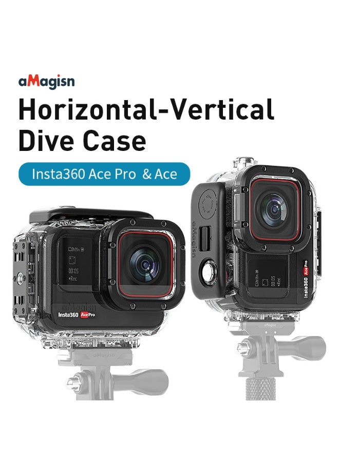 aMagisn غطاء غوص مقاوم للماء لكاميرا Insta360 Ace Pro – عمق 60 متر مع تصميم مضاد للضباب، زجاج متعدد الطبقات، تركيب سريع للتصوير الأفقي والعمودي – حافظة حماية تحت الماء - Image 3