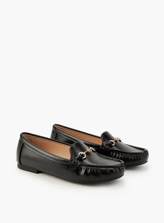 Flora Bella By Shoexpress Solid Slip-On Loafers with Metallic Accent