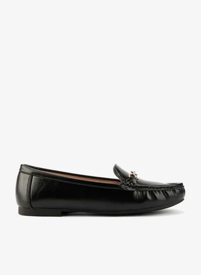 Flora Bella By Shoexpress Solid Slip-On Loafers with Metallic Accent