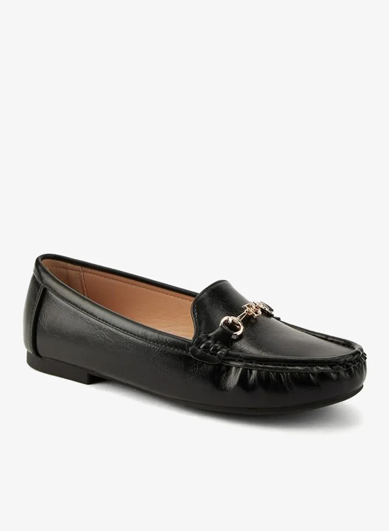 Flora Bella By Shoexpress Solid Slip-On Loafers with Metallic Accent