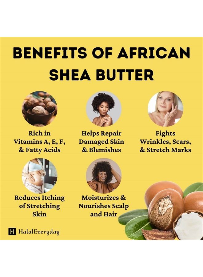 HalalEveryDay زبدة الشيا الأفريقية الخام غير المكررة من غانا - جودة وملمس مذهل - تأتي في جرة سعة 32 أونصة - الوزن الإجمالي حوالي 24 أونصة - Image 3