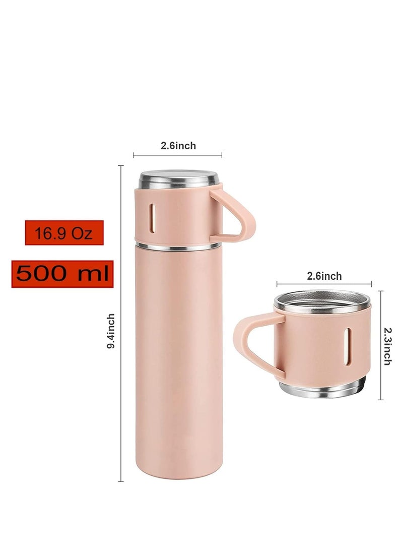 ELTRAZONE NEW Vacuum Insulated Flask 500ml/17.6oz Stainless Steel Thermo-Bottle with Cup for Coffee, Water, Hot & Cold Drinks – Pink  - Image 3