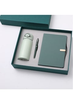 xozgdovg Refreshing Gift Thermos cup Notebook pen set Green 