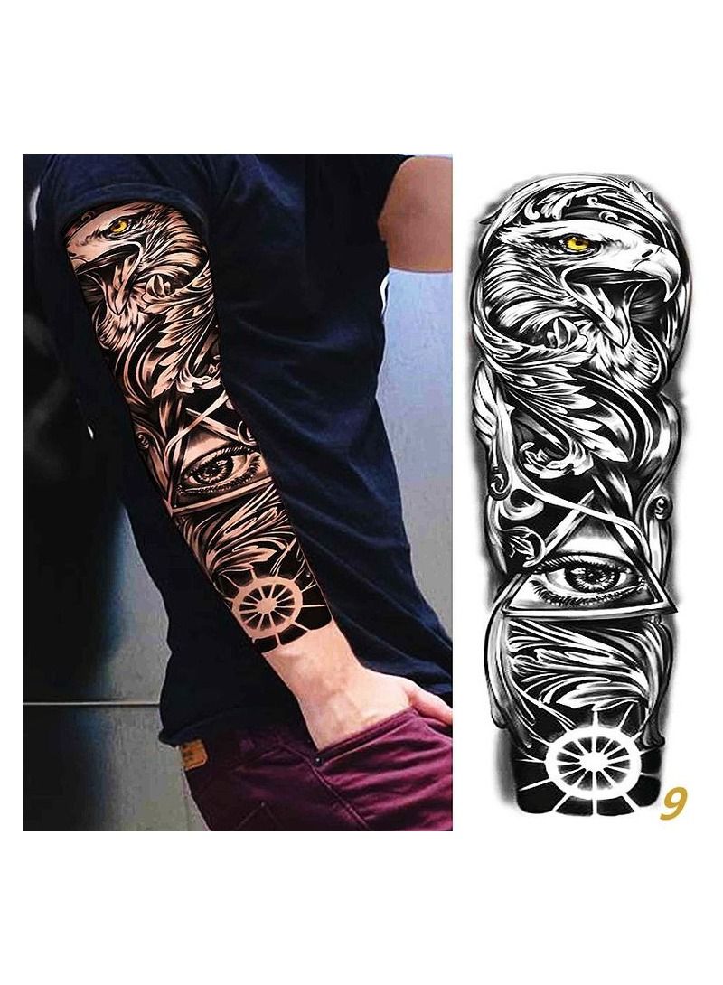 Full Arm Temporary Tattoos Sleeve For Realistic Fake Tatoos Sticker Black Totem