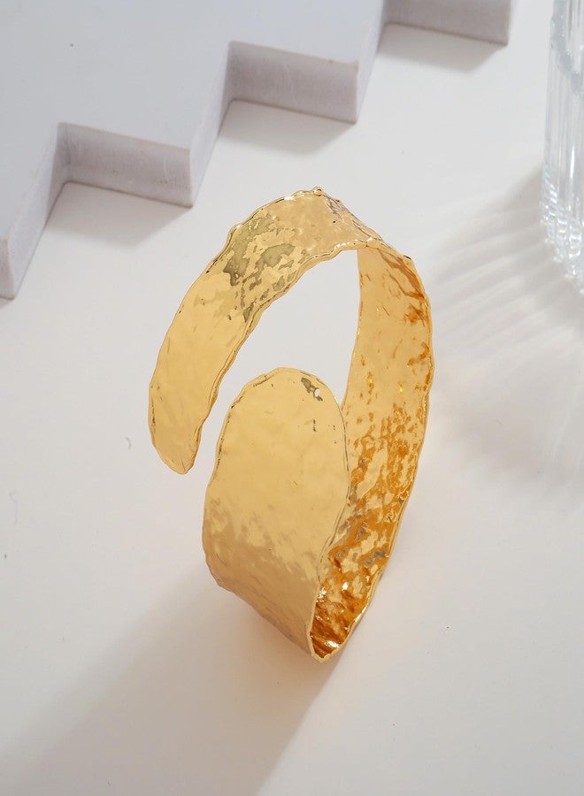 WOWORAMA Gold Arm Cuff Bracelet Hammered Chunky Upper Arm Cuff Jewelry for Women Adjustable Open Cuffs Bangle Bracelets Boho Statement Bracelet - Image 3