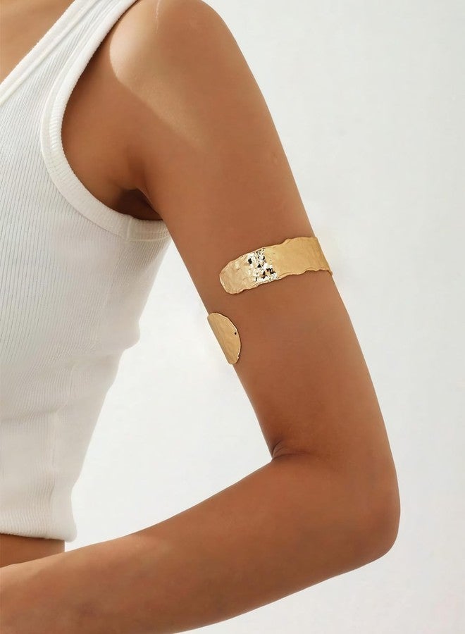 WOWORAMA Gold Arm Cuff Bracelet Hammered Chunky Upper Arm Cuff Jewelry for Women Adjustable Open Cuffs Bangle Bracelets Boho Statement Bracelet - Image 4