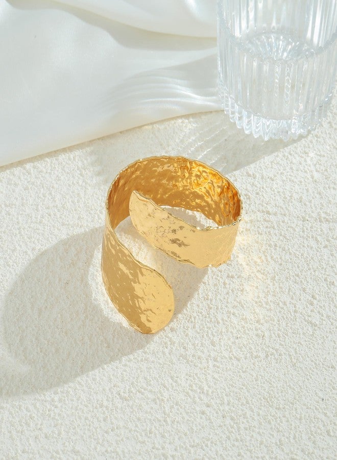 WOWORAMA Gold Arm Cuff Bracelet Hammered Chunky Upper Arm Cuff Jewelry for Women Adjustable Open Cuffs Bangle Bracelets Boho Statement Bracelet - Image 2