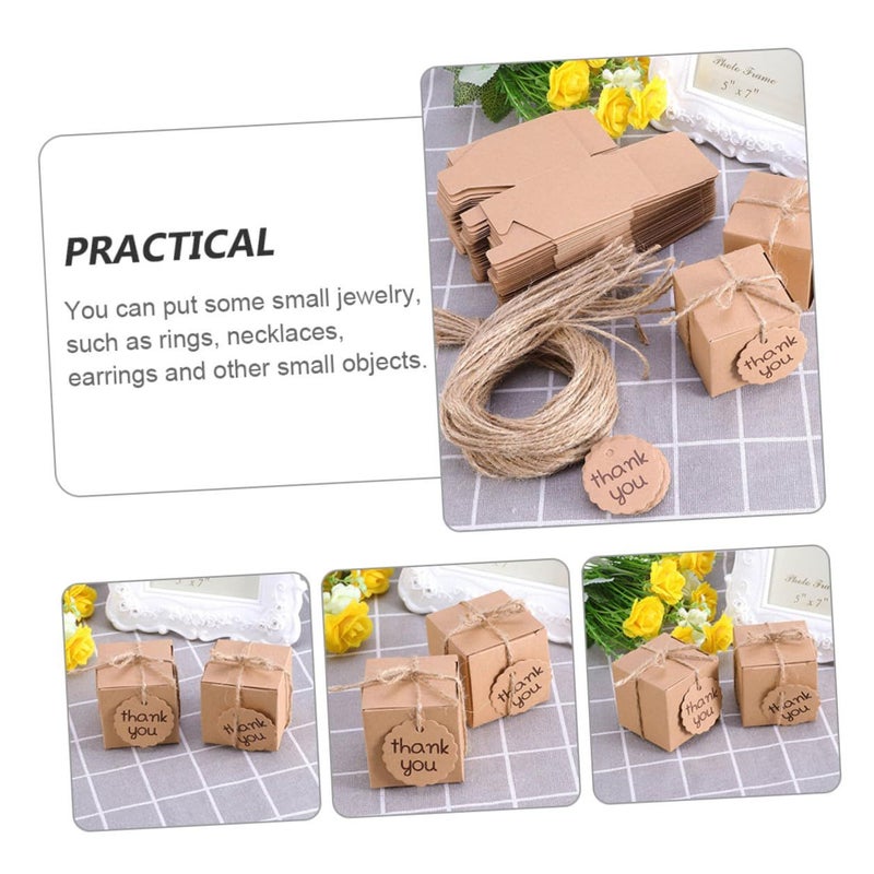 50 Kraft Paper Favor Boxes With 50 Thank You Tags For Wedding Birthday Party Candy Wrapping Supplies - Image 4
