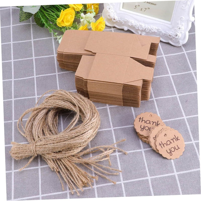 50 Kraft Paper Favor Boxes With 50 Thank You Tags For Wedding Birthday Party Candy Wrapping Supplies - Image 5