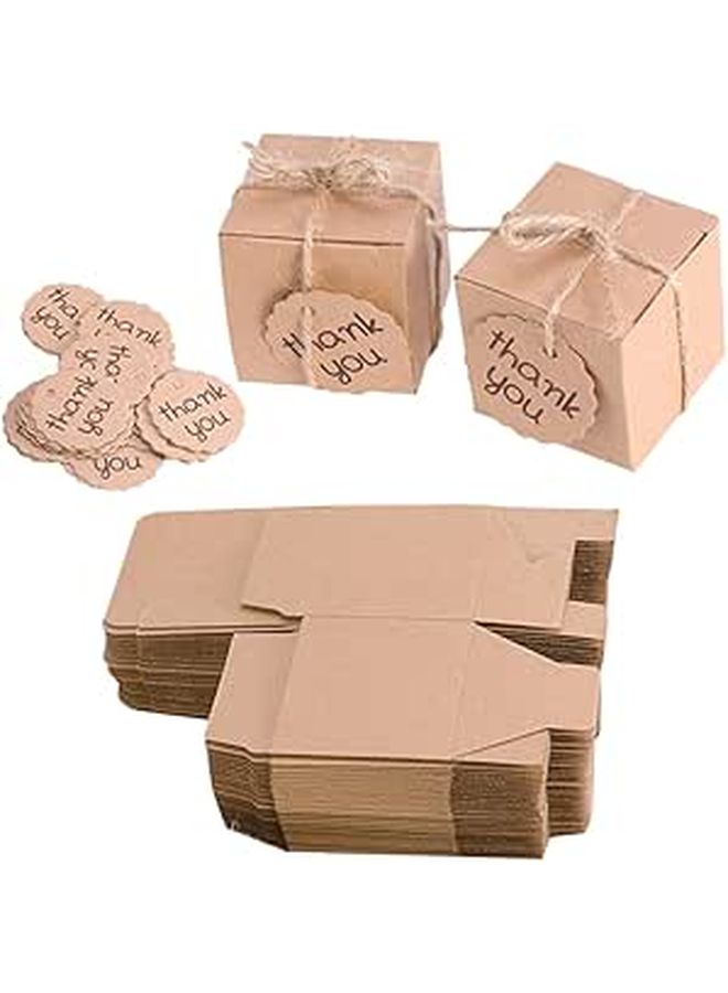 50 Kraft Paper Favor Boxes With 50 Thank You Tags For Wedding Birthday Party Candy Wrapping Supplies - Image 1