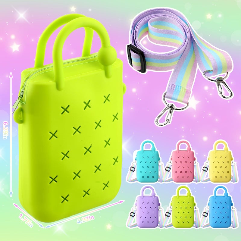 Bulyoou 6 Pcs Mini Silicone Beach Tote Bag with Drainage Hole Waterproof Sandproof Travel Birthday Gift Handbag for Sports Gym Pool Beach Travel Outdoor - Image 3