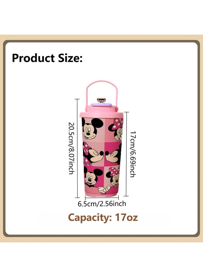ديزني كوب سفر ميكي وميني ديزني ٥٠٠ مل ستانلس ستيل ٣١٦ - فم واسع عازل للحرارة هدية جاهزة - Image 4