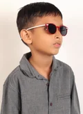 Woggles Stylish Red & White Wayfarer Kids Sunglasses