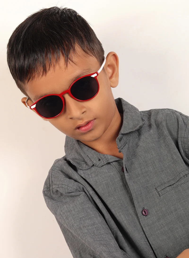 ووجلز نظارات شمسية أنيقة للأطفال بتصميم وايفارير باللونين الأحمر والأبيض