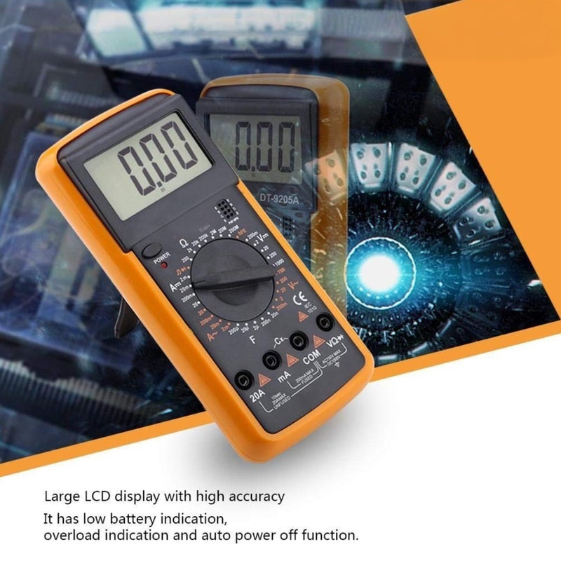 9205A Digital Multimeter High Precision AC DC Voltage Current Resistance Tester Voltmeter Ammeter Ohmmeter With LCD Display Buzzer Function For Automotive Circuit Board And Household Wiring Orange - Image 5