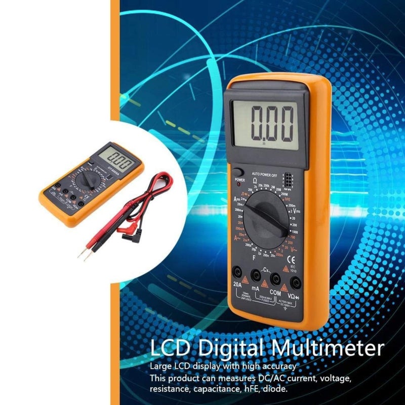 9205A Digital Multimeter High Precision AC DC Voltage Current Resistance Tester Voltmeter Ammeter Ohmmeter With LCD Display Buzzer Function For Automotive Circuit Board And Household Wiring Orange - Image 3