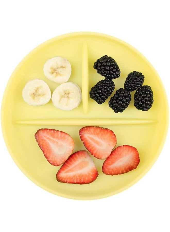 Olababy (Lemon) - 100% Silicone Divided Suction Plate for Independent Feeding Baby and Toddler - Image 2