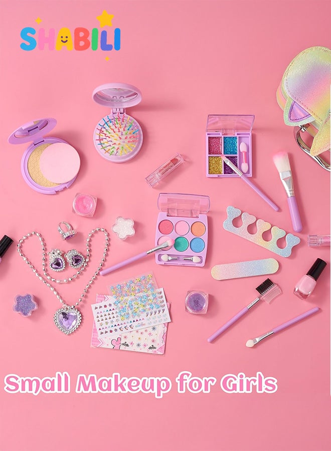 SHABILI Kids Makeup Kit for Girls Aged 8+, Unicorn Makeup Bag with Real Makeup, Nail Polish, Lipstick for Pretend Play, Princess Birthday Gift, Early Learning Cosmetic Set, Portable Travel Case (Multicolor) - Image 3