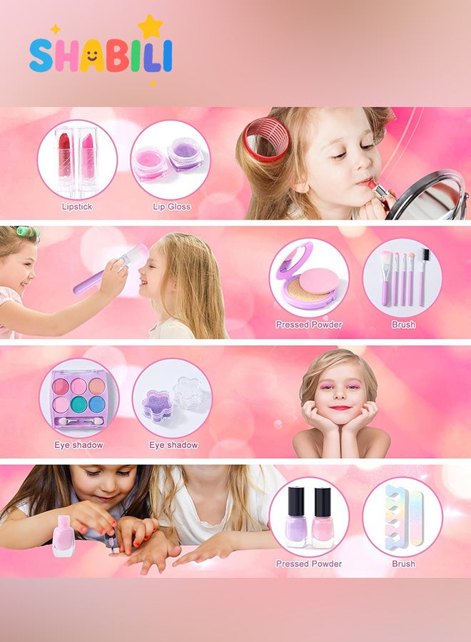 SHABILI Kids Makeup Kit for Girls Aged 8+, Unicorn Makeup Bag with Real Makeup, Nail Polish, Lipstick for Pretend Play, Princess Birthday Gift, Early Learning Cosmetic Set, Portable Travel Case (Multicolor) - Image 4