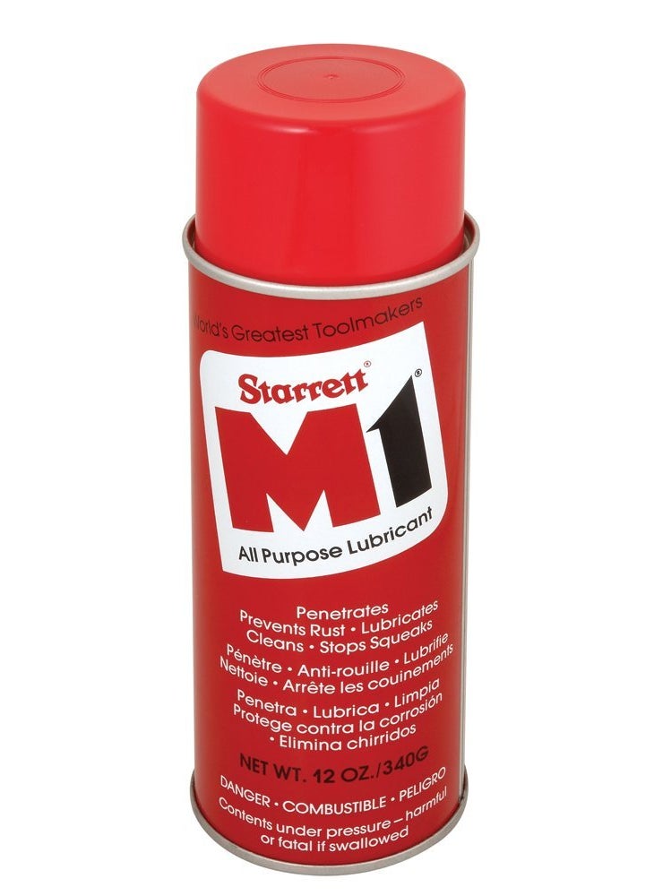 Starrett Starrett M1 Industrial Quality AllPurpose Lubricant  MicroThin Airtight Coating SiliconeFree Penetrates Quickly Cleans and Polishes  12 oz Aerosol Can  M195173 