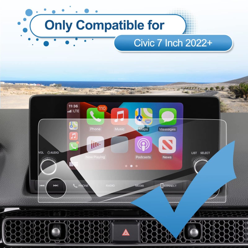 Coleya 2022-2025 2026 Civic Screen Protector for Honda Civic (LX/EX/EX-L/Sport/Sport Hybrid) 7-inch Touchscreen, 9H Tempered Glass 2023 2024 2025 Civic Hatchback Sedan Accessories HD Transparent 7" - Image 2