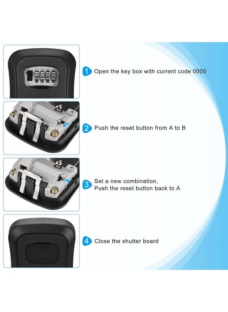 MEZON - MEZON Combination Key Safe Box Outdoor Storage Box with Code Combination Password Security Lock Key Safe Lock Box for Outside Home office and Garage Black - Image 1