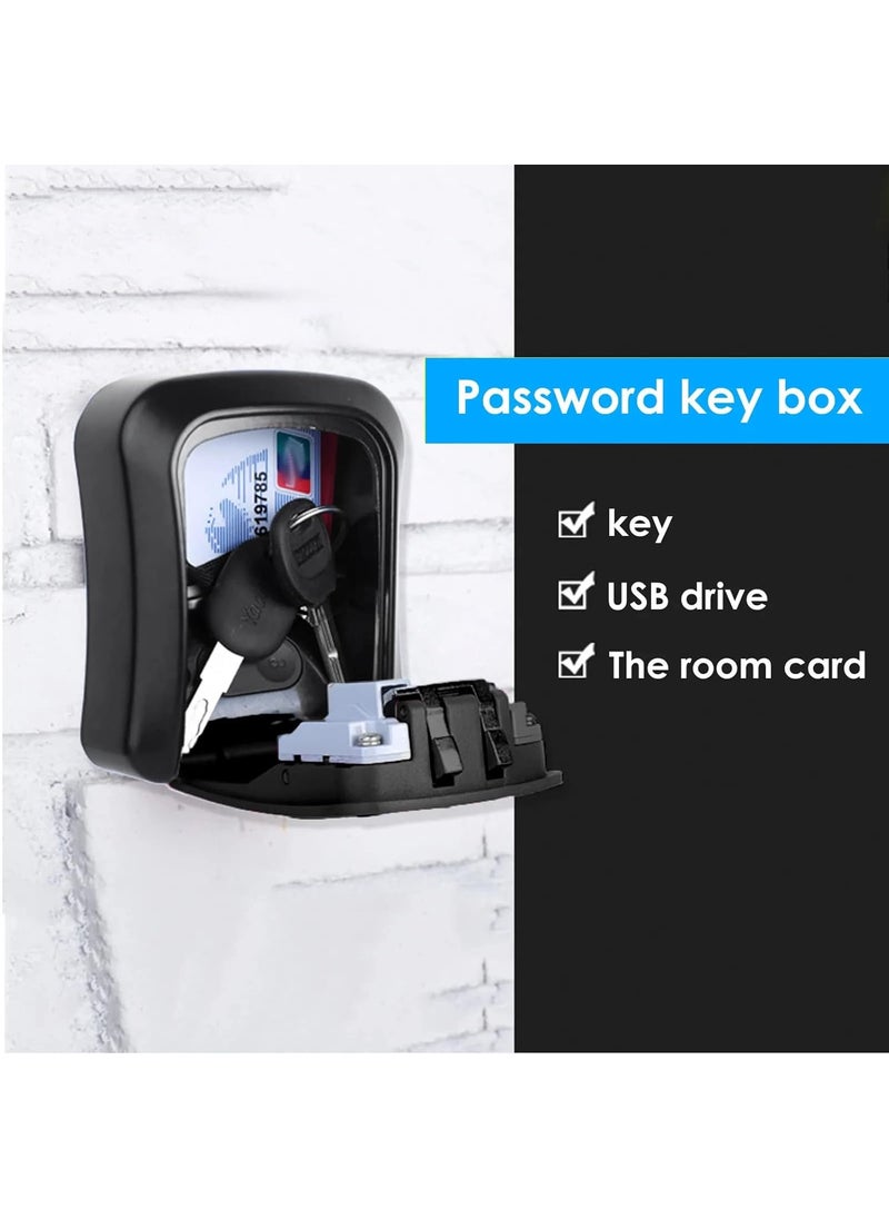 MEZON - MEZON Combination Key Safe Box Outdoor Storage Box with Code Combination Password Security Lock Key Safe Lock Box for Outside Home office and Garage Black - Image 1